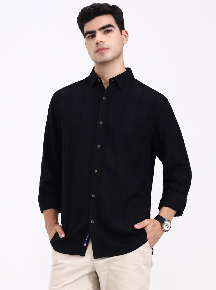 Black Solid Slim Fit Formal Trouser | Greenfibre