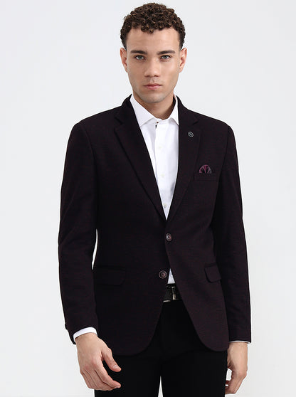 Maroon Solid Regular Fit Blazer | Wyre