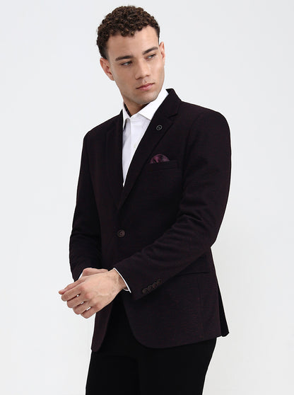 Maroon Solid Regular Fit Blazer | Wyre