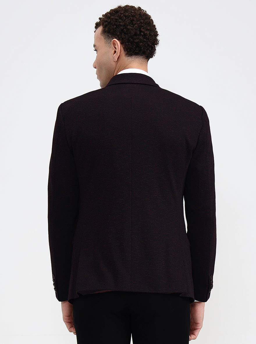 Maroon Solid Regular Fit Blazer | Wyre