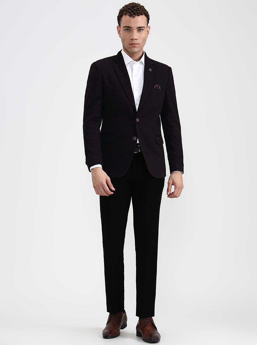 Maroon Solid Regular Fit Blazer | Wyre