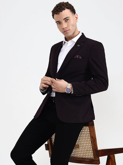 Maroon Solid Regular Fit Blazer | Wyre
