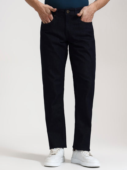 Raw Blue Solid Tailored Fit Jeans | JadeBlue