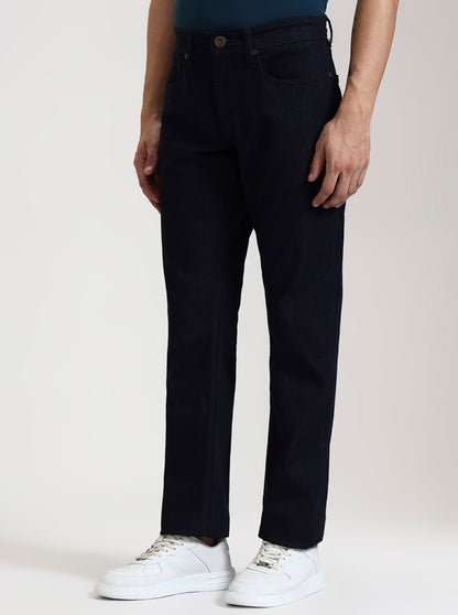 Raw Blue Solid Tailored Fit Jeans | JadeBlue