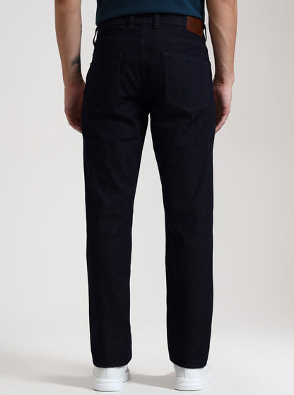 Raw Blue Solid Tailored Fit Jeans | JadeBlue