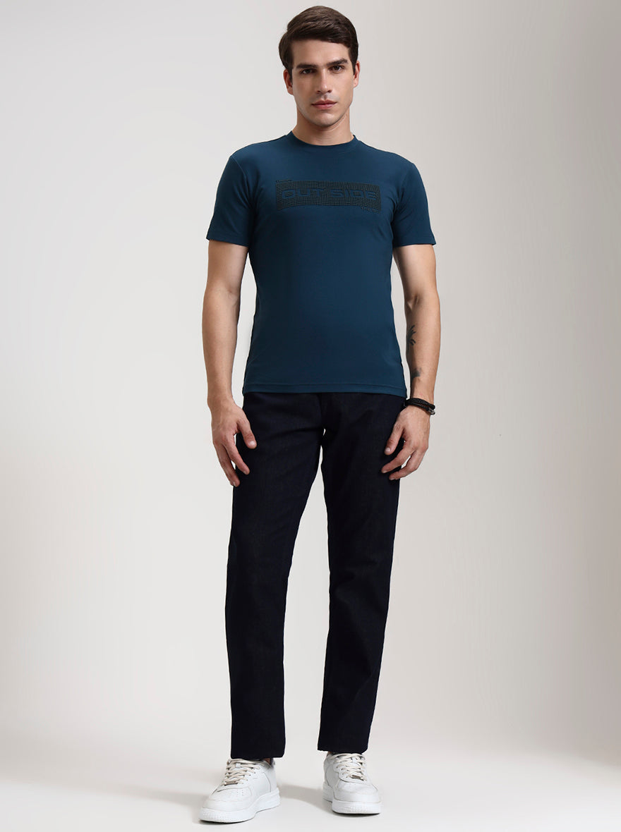 Raw Blue Solid Tailored Fit Jeans | JadeBlue