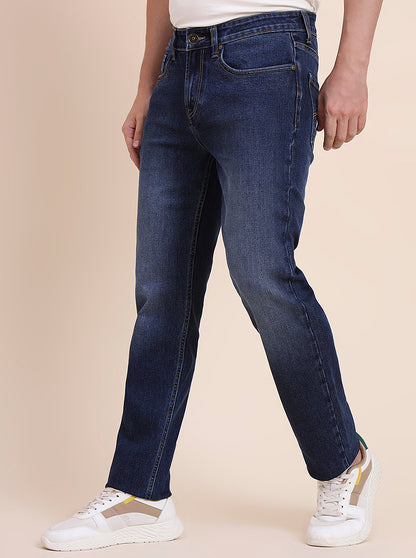 Dark Blue Washed Straight Fit Jeans | JadeBlue