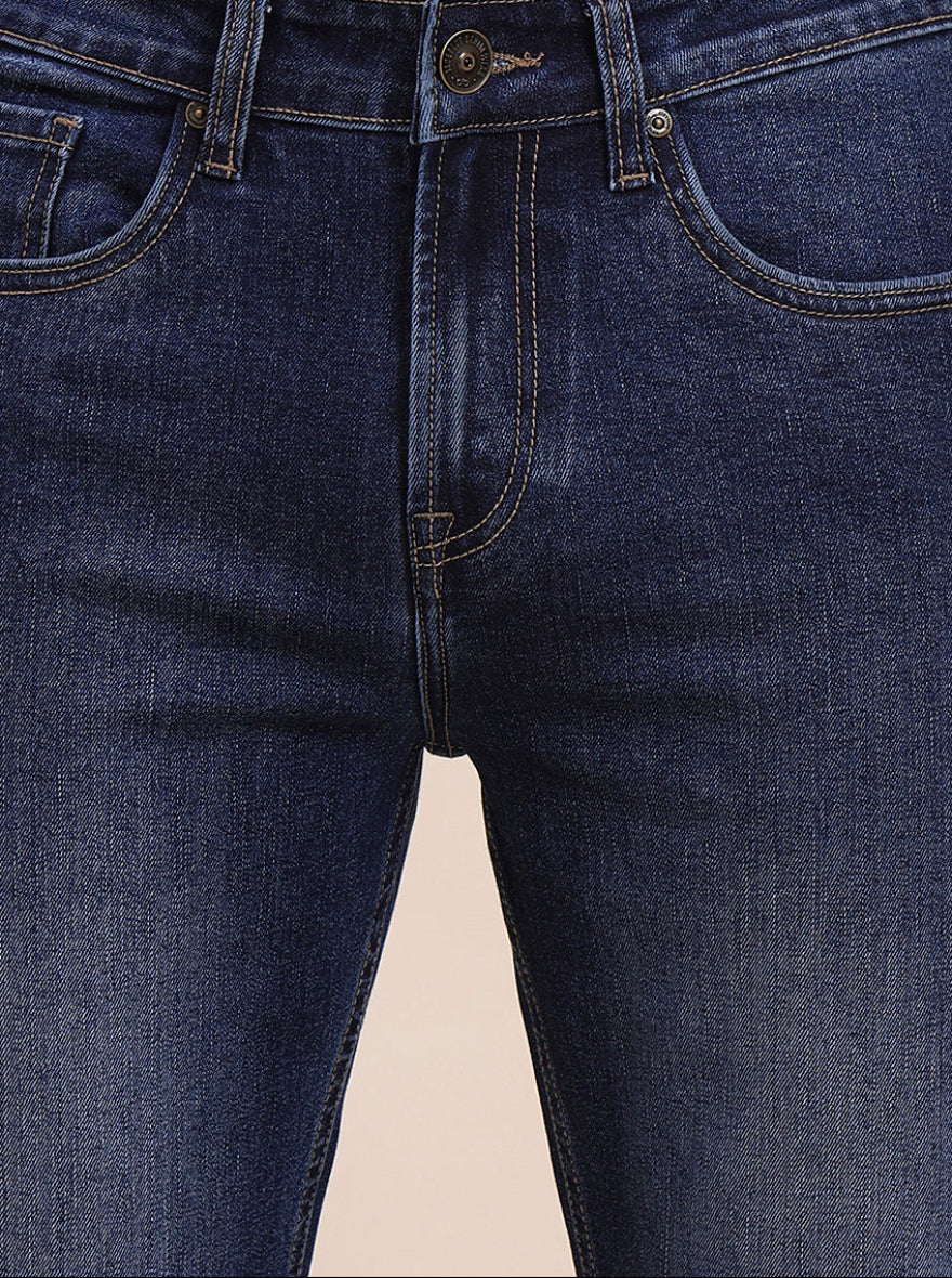 Dark Blue Washed Straight Fit Jeans | JadeBlue