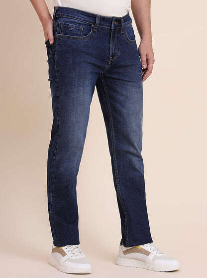 Dark Blue Washed Straight Fit Jeans | JadeBlue