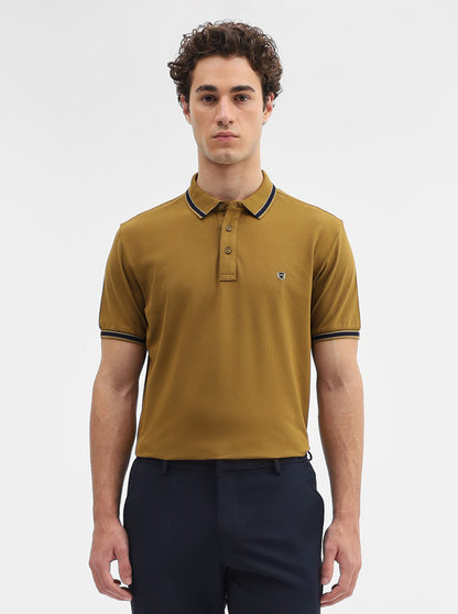 Amber Green Solid Slim Fit Polo T-Shirt | JadeBlue