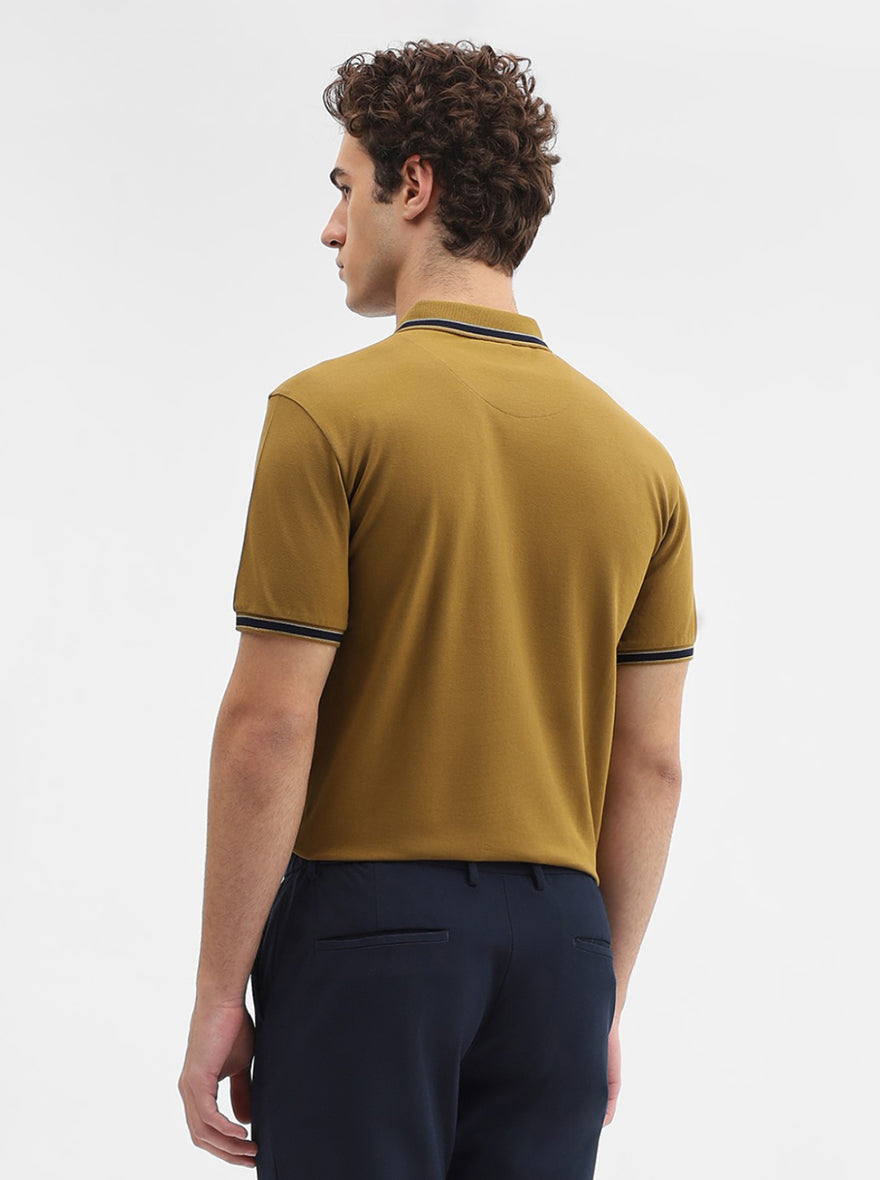 Amber Green Solid Slim Fit Polo T-Shirt | JadeBlue
