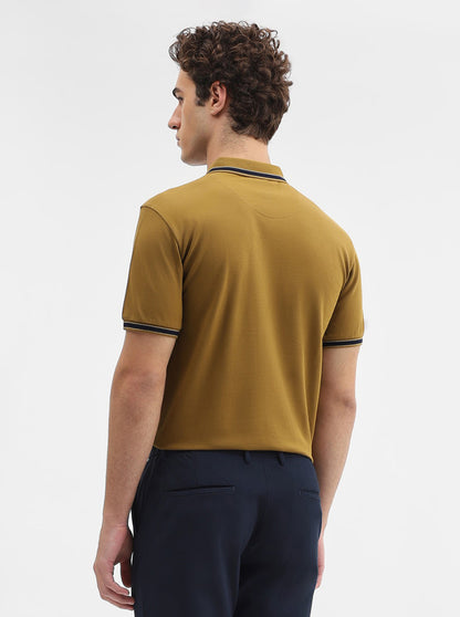 Amber Green Solid Slim Fit Polo T-Shirt | JadeBlue