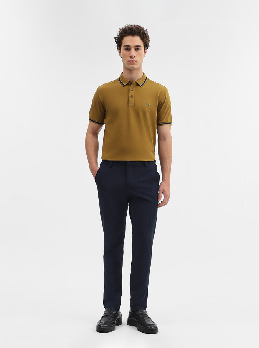 Amber Green Solid Slim Fit Polo T-Shirt | JadeBlue