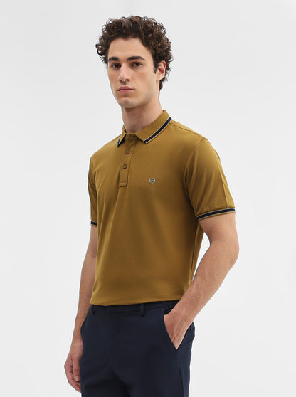 Amber Green Solid Slim Fit Polo T-Shirt | JadeBlue