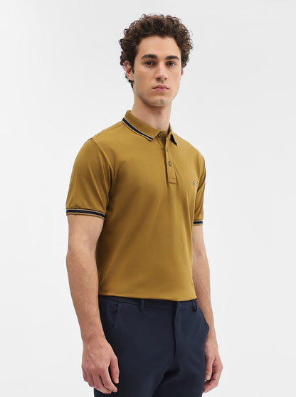 Amber Green Solid Slim Fit Polo T-Shirt | JadeBlue