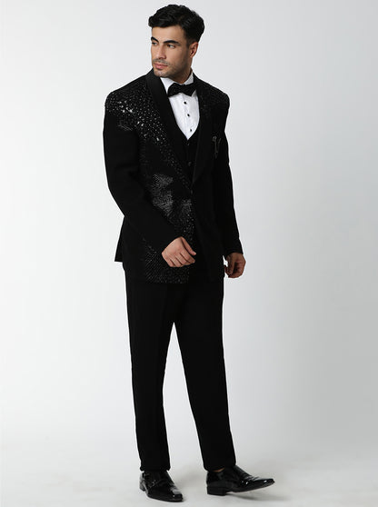 Black Embroidered Suit | JadeBlue