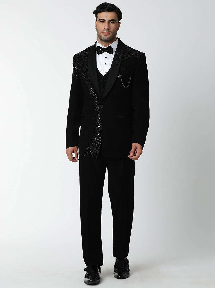 Black Embroidered Suit | JadeBlue