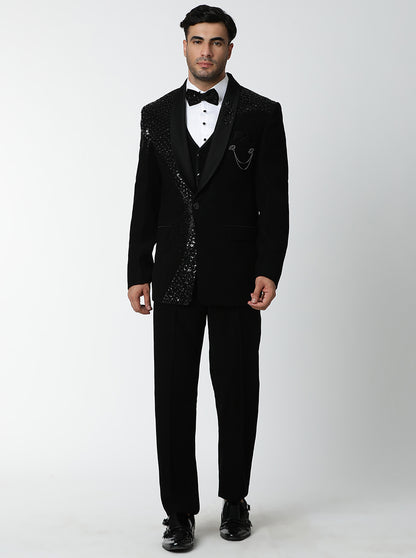 Black Embroidered Suit | JadeBlue
