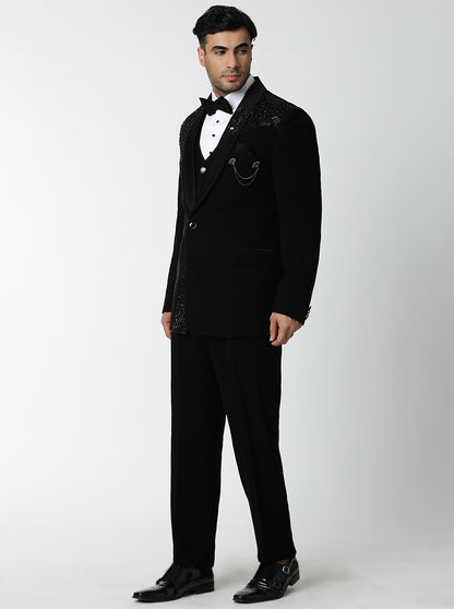 Black Embroidered Suit | JadeBlue