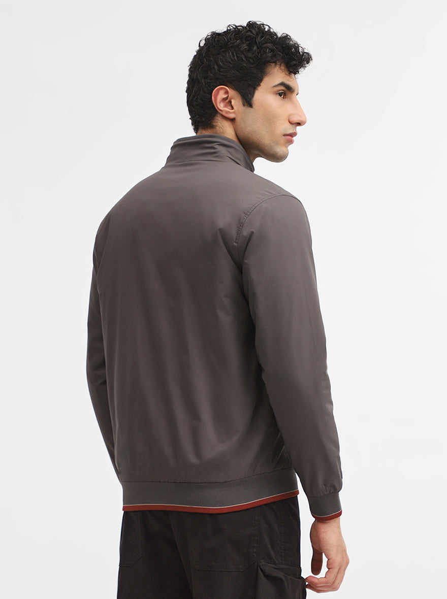 Dark Grey Solid Slim Fit Winter Jacket | Greenfibre