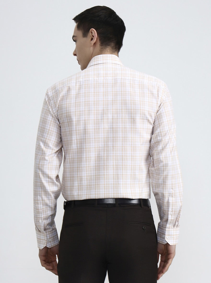 Yellow & White Checked Regular Fit Formal Shirt | JadeBlue