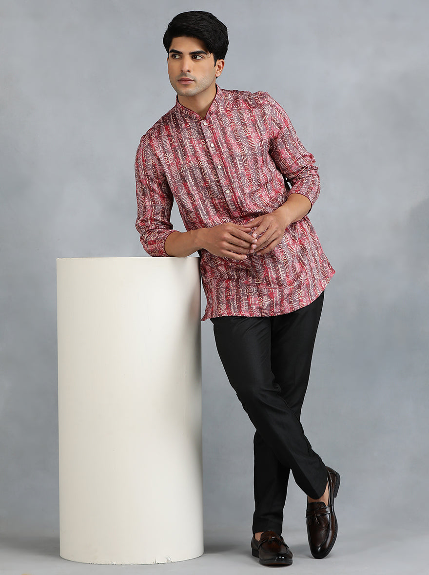 Wine Self Design Kurta | The Kurta Company