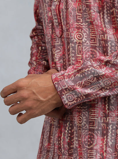 Wine Self Design Kurta | The Kurta Company