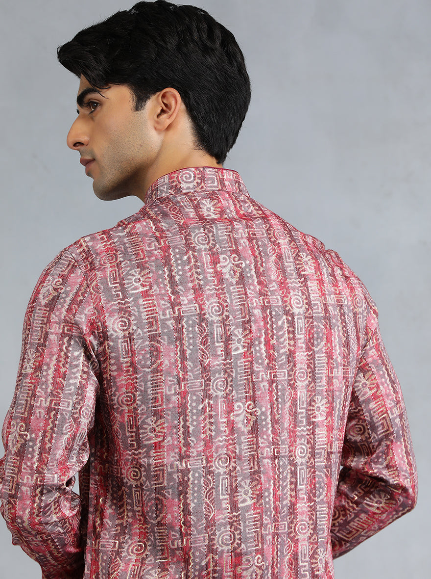 Wine Self Design Kurta | The Kurta Company