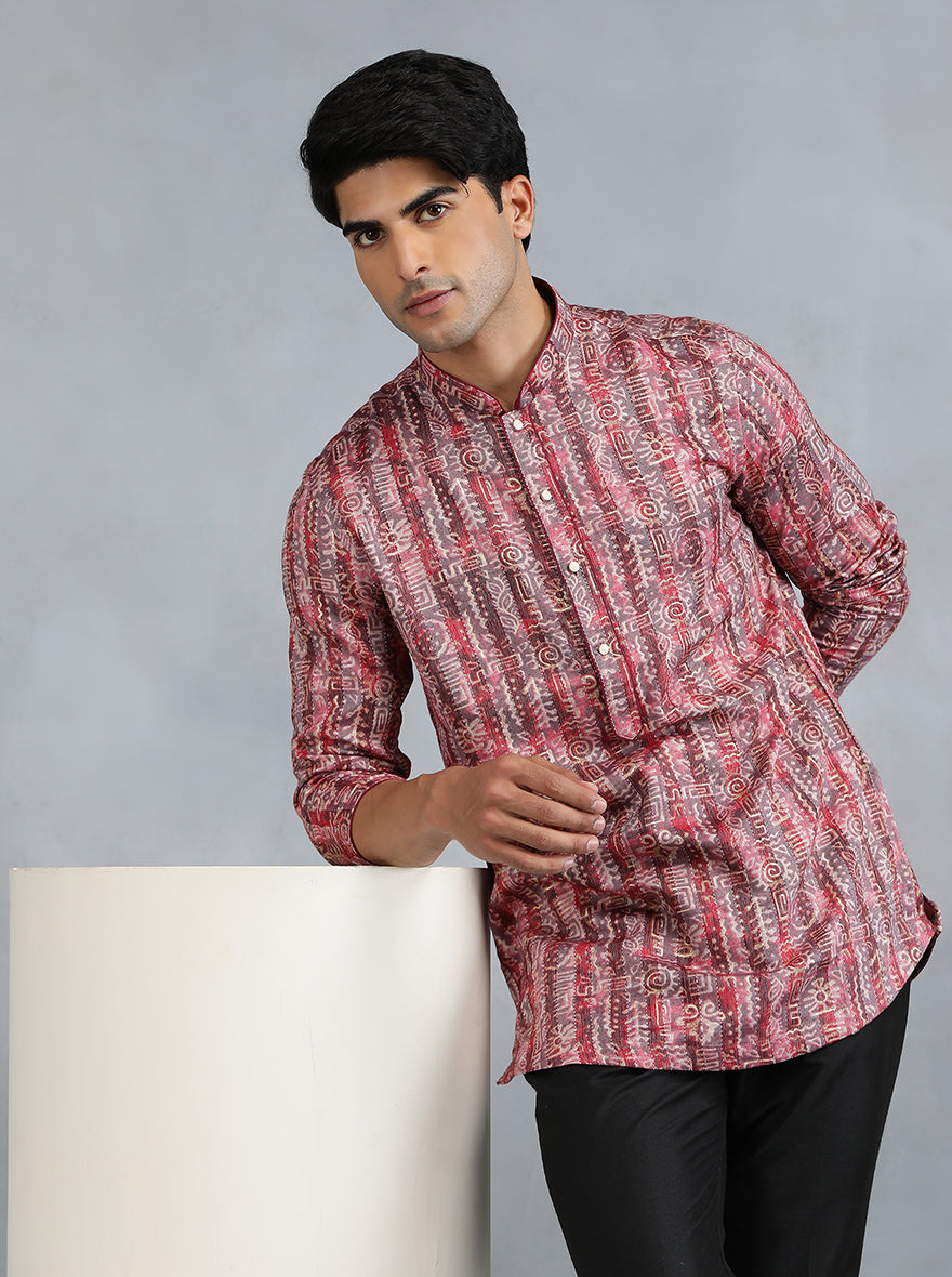 Wine Self Design Kurta | The Kurta Company