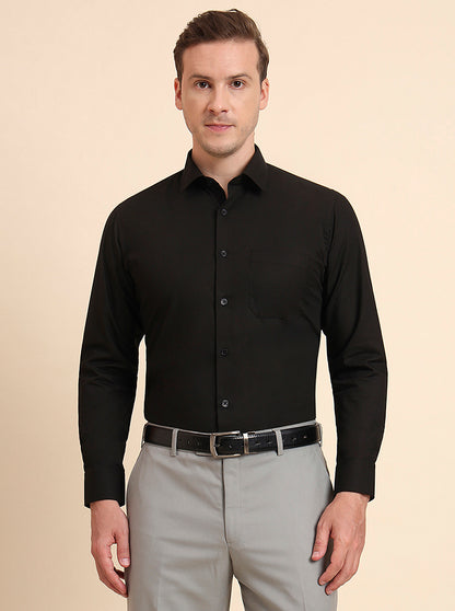 Black Solid Slim Fit Formal Shirt | JadeBlue