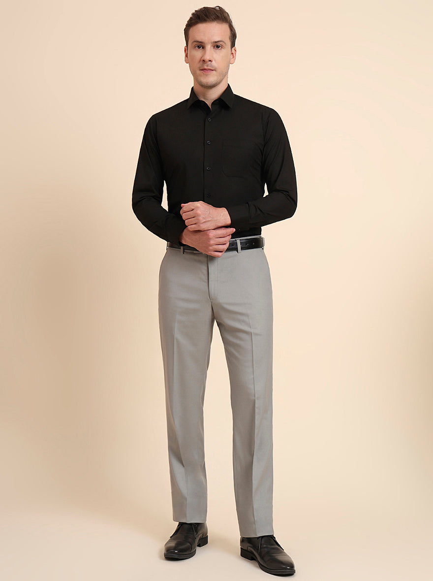 Black Solid Slim Fit Formal Shirt | JadeBlue