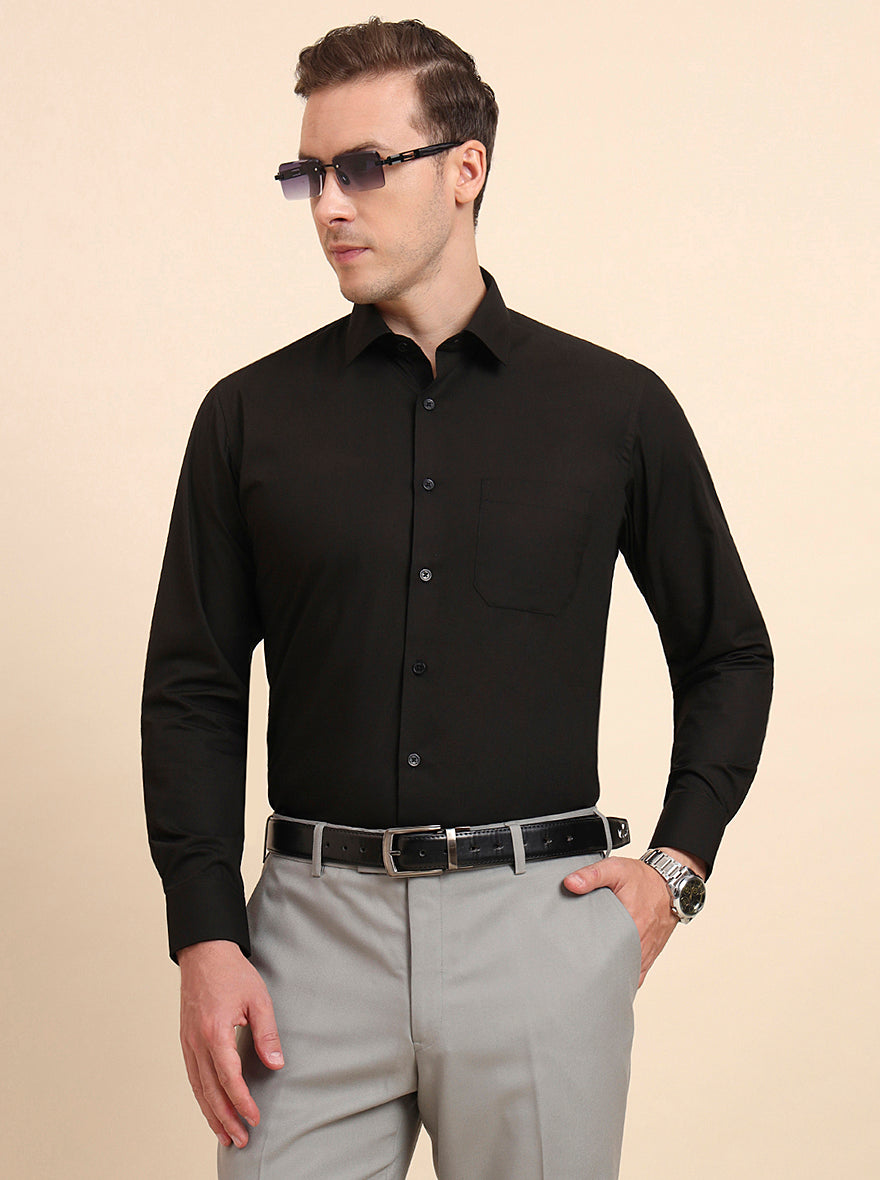 Black Solid Slim Fit Formal Shirt | JadeBlue