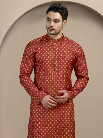 Maroon Printed Kurta | The Kurta Company