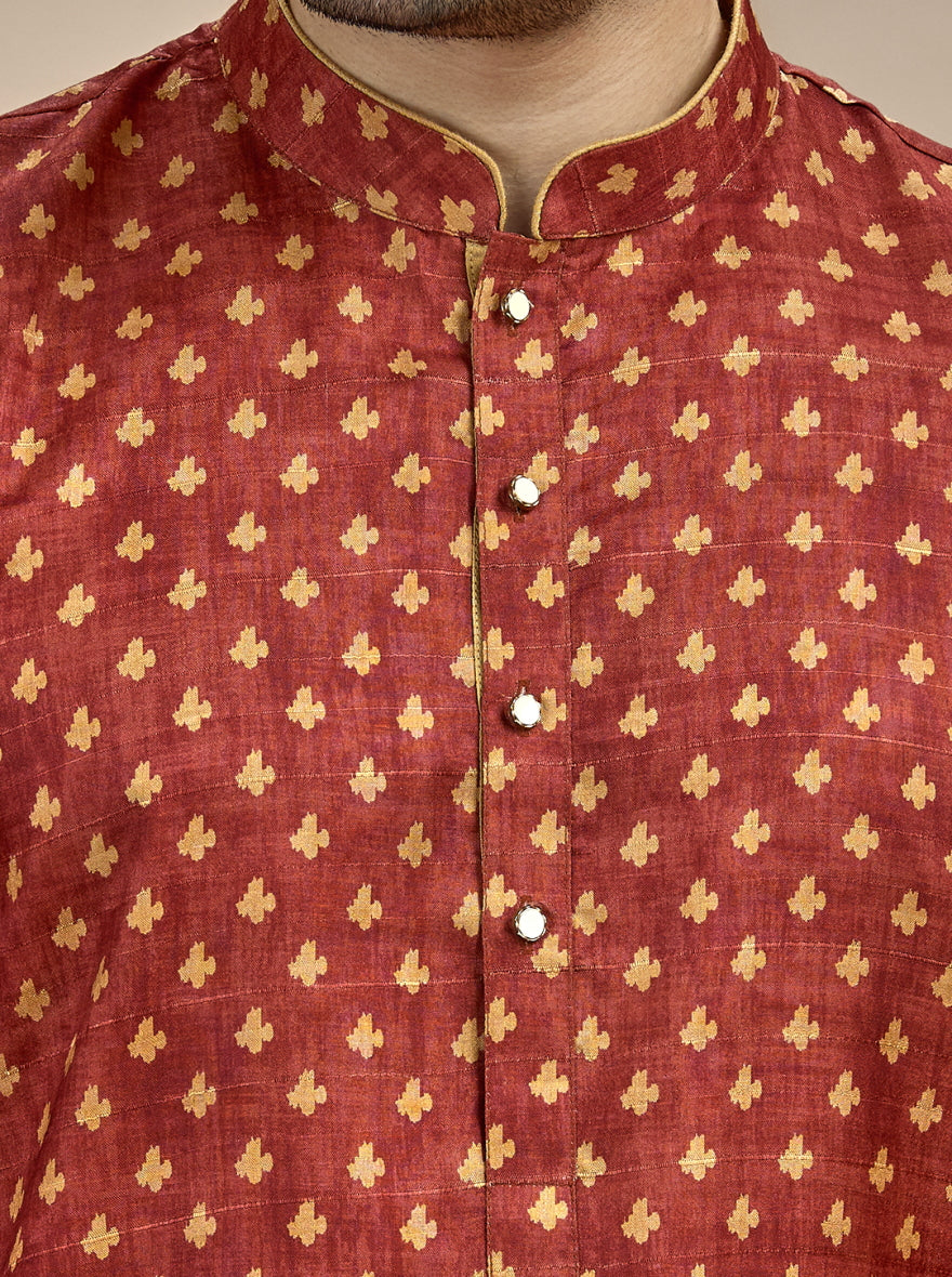 Maroon Printed Kurta | The Kurta Company