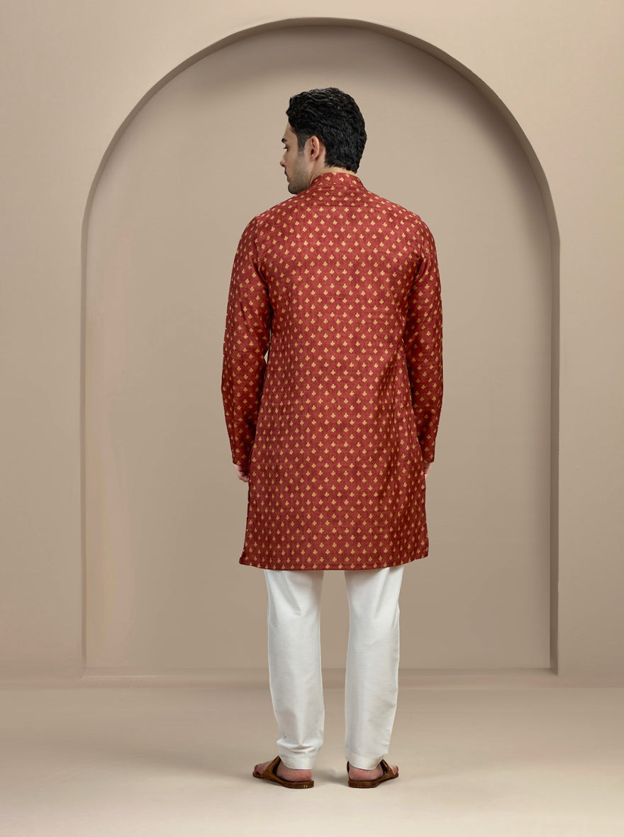 Maroon Printed Kurta | The Kurta Company