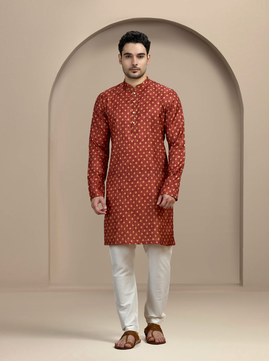 Maroon Printed Kurta | The Kurta Company
