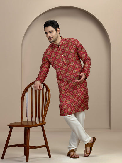 Maroon Printed Kurta | The Kurta Company