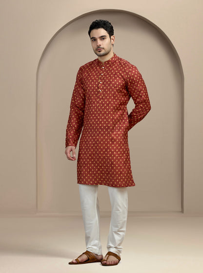 Maroon Printed Kurta | The Kurta Company