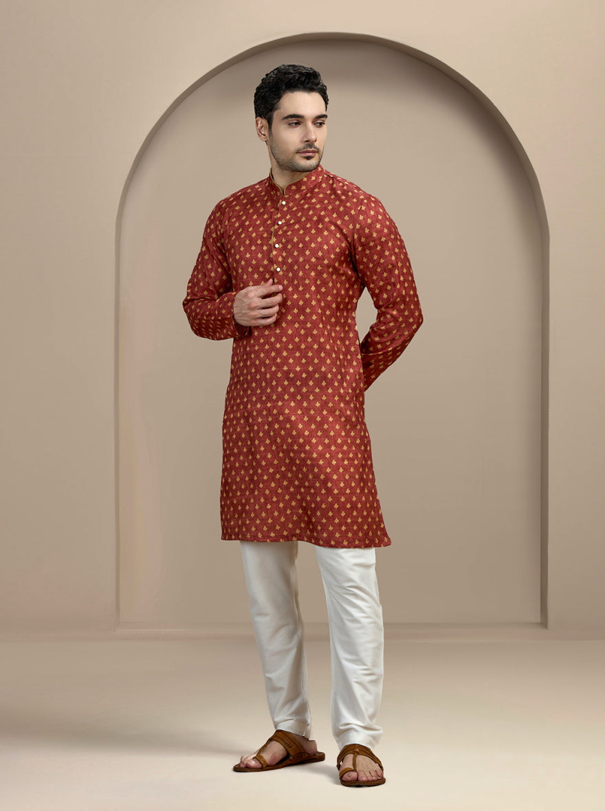 Maroon Printed Kurta | The Kurta Company
