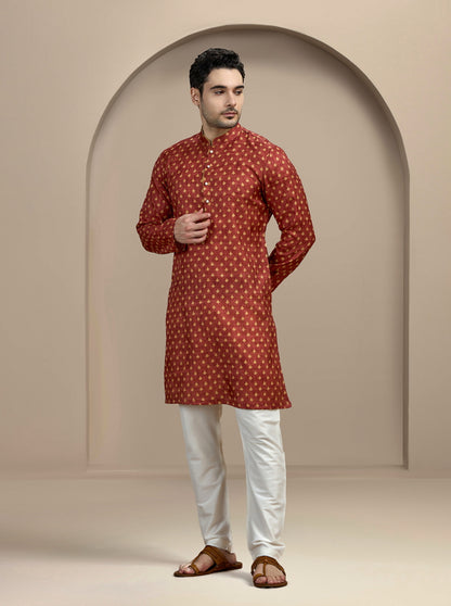 Maroon Printed Kurta | The Kurta Company