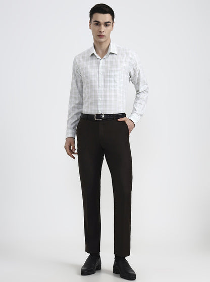 Green & White Checked Regular Fit Formal Shirt | JadeBlue