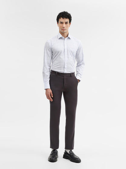 White & Blue Checked Slim Fit Formal Shirt | Metal