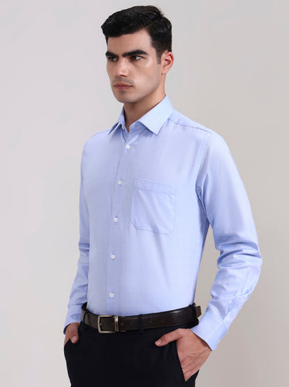 Sky Blue Solid Regular Fit Formal Shirt | JadeBlue