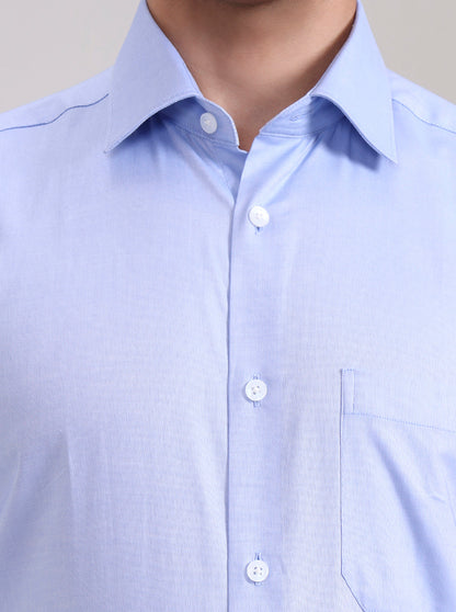 Sky Blue Solid Regular Fit Formal Shirt | JadeBlue