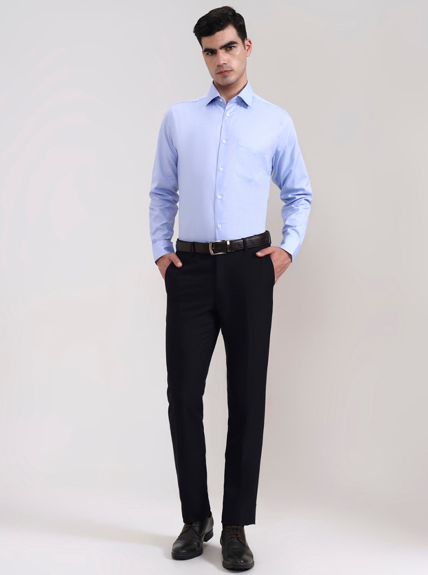 Sky Blue Solid Regular Fit Formal Shirt | JadeBlue