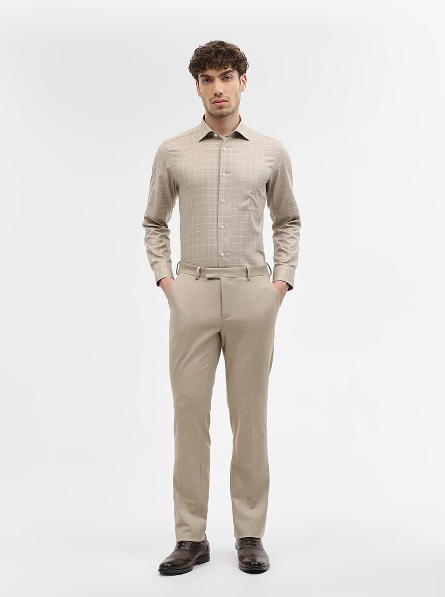 Fawn Checked Slim Fit Formal Shirt | Metal