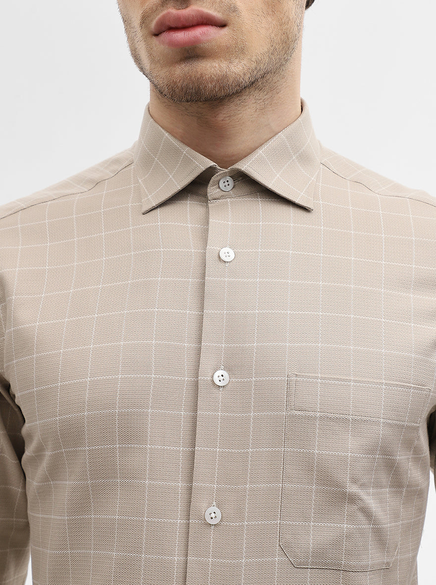Fawn Checked Slim Fit Formal Shirt | Metal