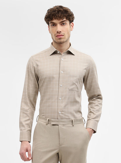 Fawn Checked Slim Fit Formal Shirt | Metal