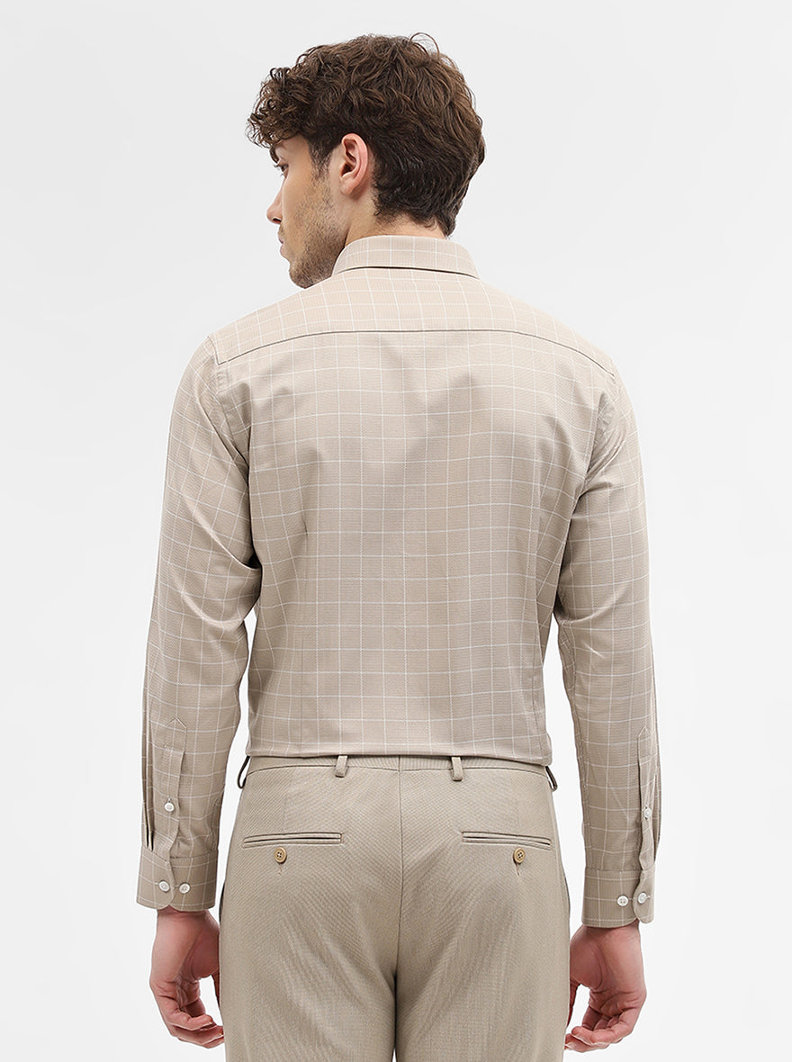 Fawn Checked Slim Fit Formal Shirt | Metal