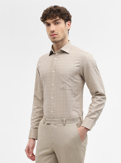 Fawn Checked Slim Fit Formal Shirt | Metal